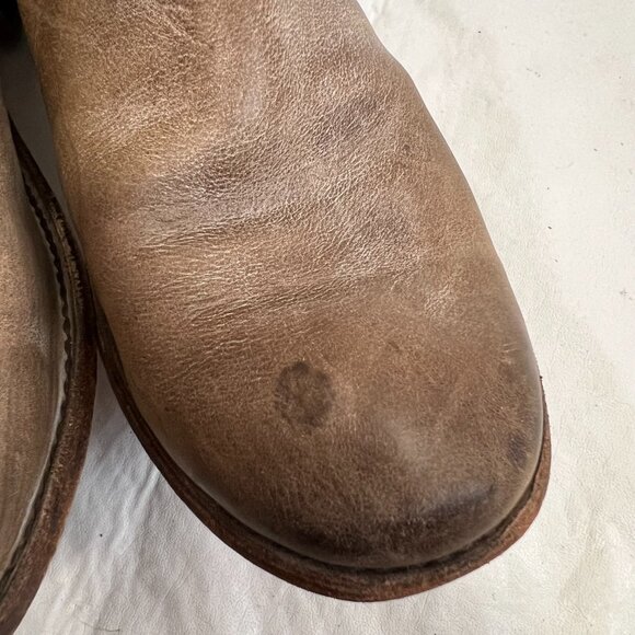 Frye Paige tall riding boots beige brown leather knee high pull on flat 9 womens - Picture 11 of 14